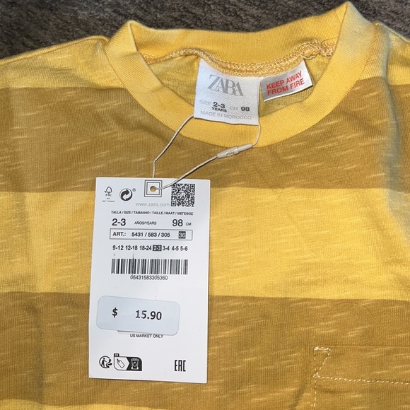 Zara Yellow Stripe Kids Shirt - Picture 2 of 3